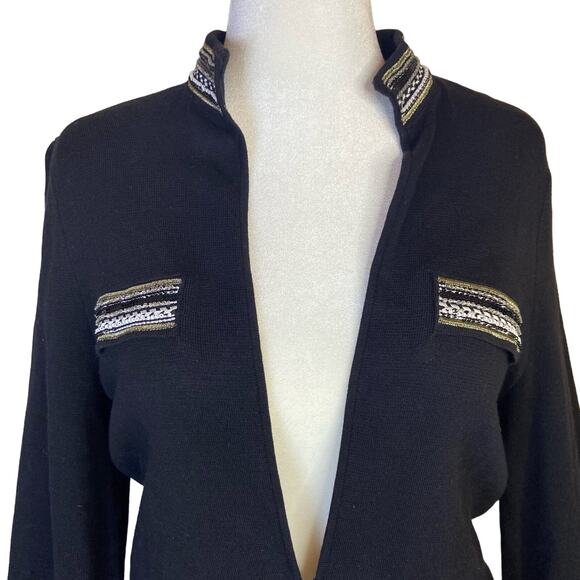 Chico's Embellished Open Cardigan Women's Large Military Career Chic Office NWT - Picture 2 of 12